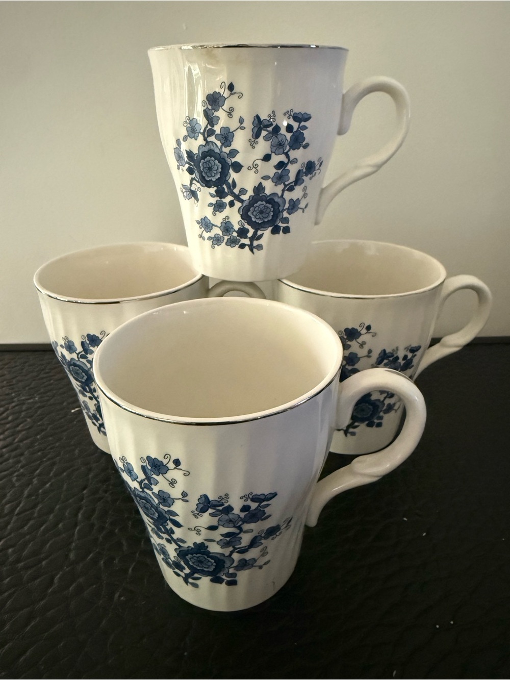 "Royal Blue ironstone Enoch Wedgwood Mugs Set Of 4 Made In England